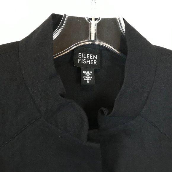 Womens Size Small Eileen Fisher Black Linen Blend Lightweight Jacket - Picture 2 of 3